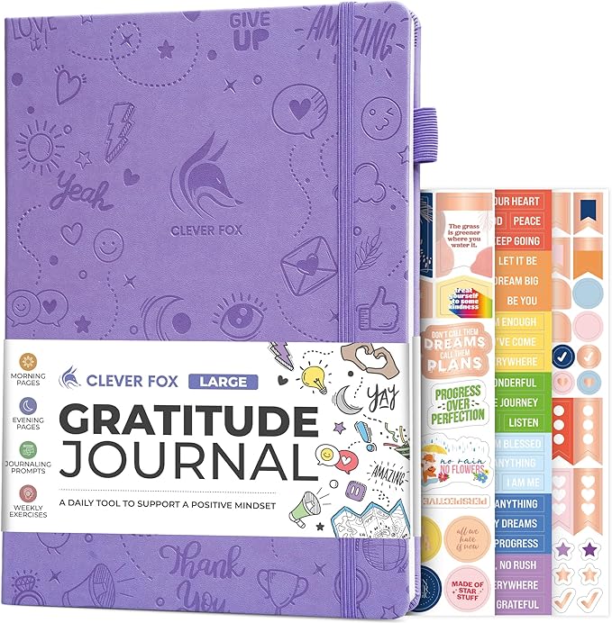 Clever Fox Gratitude Journal Large – Happiness, Positivity & Affirmation Journal – Inspirational Daily Notebook, 3 Months, 8.3x11” (Lavender) - Bloomnest