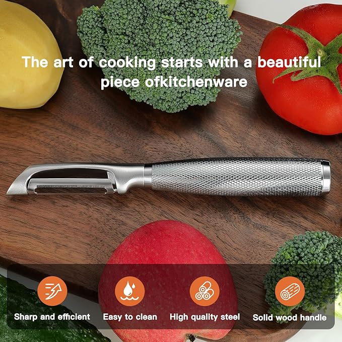 KULUNER I-Type Vegetable Peeler, Silver Chrome Finish, 304 Stainless Steel Blade, Ultra Sharp Potato Peeler for Apples, Carrots, Heavy Duty Kitchen Peeler - Bloomnest