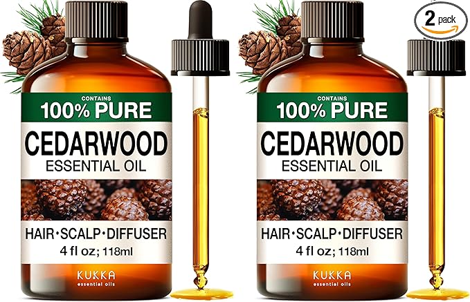 KUKKA Cedarwood Essential Oils - 4 Fl Oz - for Hair, Skin, Diffuser, Aromatherapy & DIY Soap Making Scent (Pack of 2) - Bloomnest