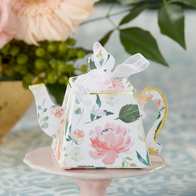Kate Aspen Vintage Floral Tea Party Teapot Favor Boxes (Set of 24) - Perfect for Wedding Favors For Guests, Bridal Showers Brunches, Baby Showers, Birthdays - Bloomnest