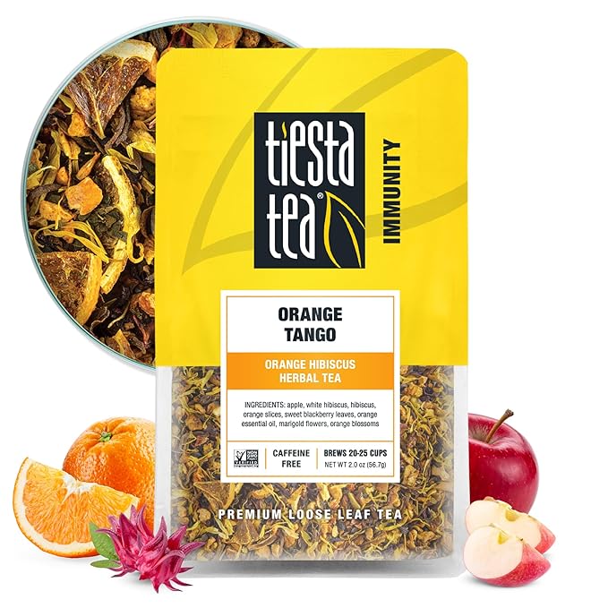 Tiesta Tea - Orange Tango, Loose Leaf, Orange Hibiscus Herbal Tea, Premium Non-Caffeinated Fruit Blend, Makes Hot or Iced & Up to 25 Cups, 2oz Resealable Pouch - Bloomnest