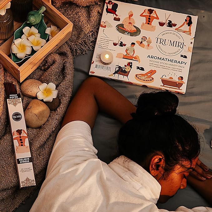 Aromatherapy Incense Sticks - Total 120 Insence-Sticks (20 Insense x 6 Inscents) - Inciensos Aromaticos para La Casa Aroma Incents for Positive Vibes Meditation Stress Relief + Incense Holder - Bloomnest