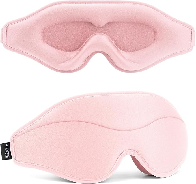Sleep Mask - Total Blackout 3D Sleeping Mask, Super Lightweight & Silky Soft Eye Mask for Sleeping, Fully Adjustable Fit for Home, Office, Traveling, Meditation, Yoga, Pink - Bloomnest