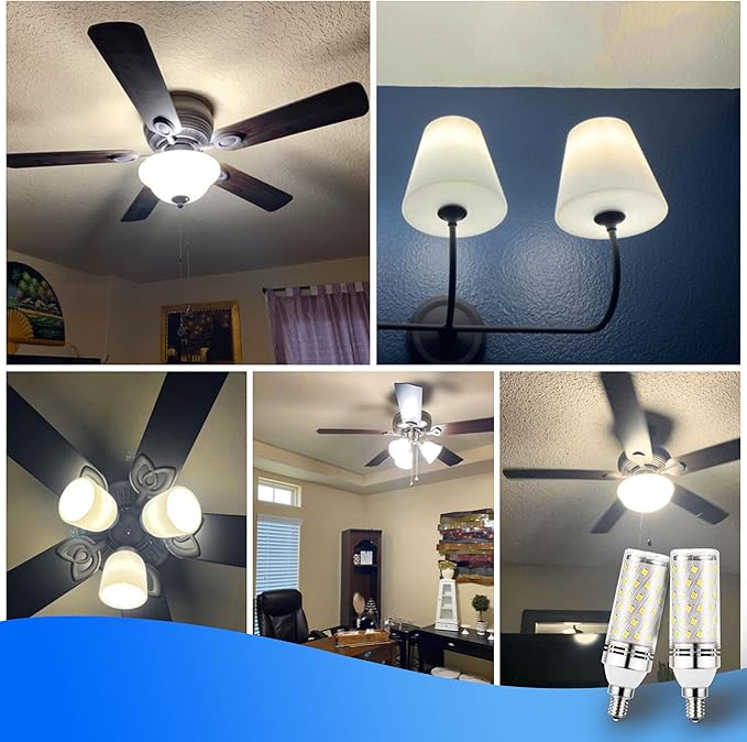 E12 100 watt Replacement Led Candelabra Bulbs, E12 12W Led Candle Light Bulbs T6 C7 1200lm, 4000k Natural White E12 Base Chandelier Pendant Ceiling Fan Bulbs, Non-Dimmable, 4Pack - Bloomnest