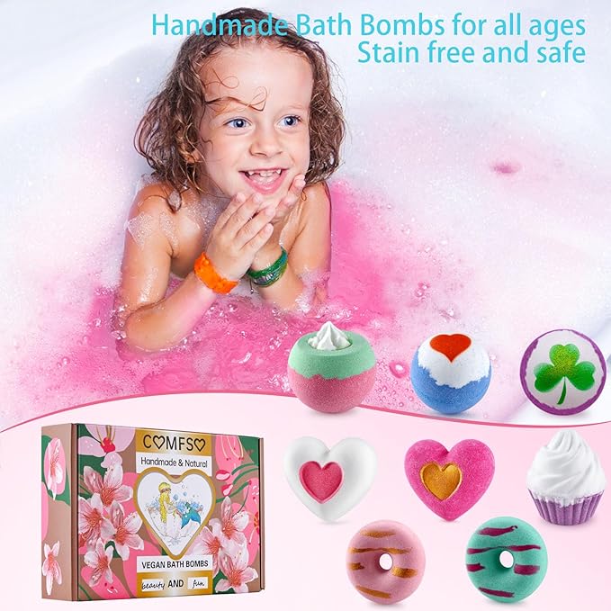 Bath Bombs for Girls - Bath Bombs, Christmas Day Gifts for Women Kids, Bubble Bath, Handmade Bath Bomb Gift Set Bathbombs Relaxing Spa Gifts Basket for Her Wife Mom Birthday Thanksgiving - Bloomnest