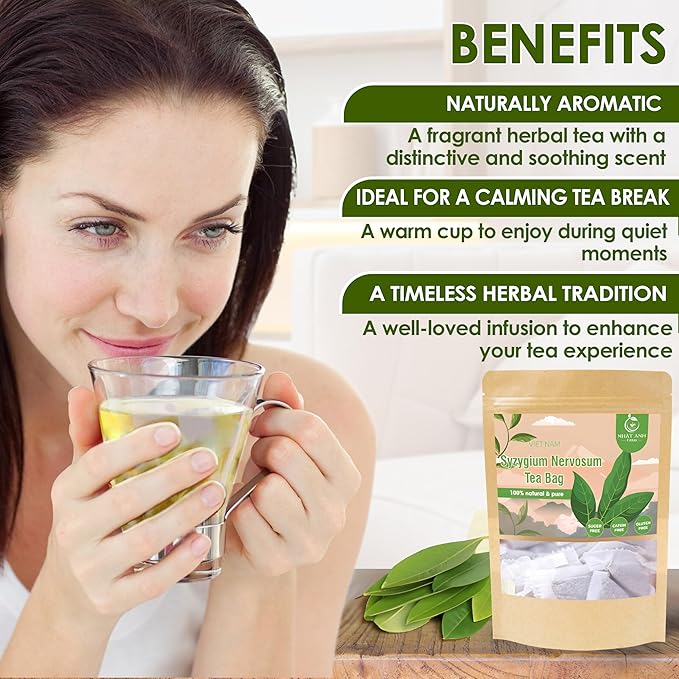 NHAT ANH FARM - Premium Syzygium Nervosum Tea Bags, 100 Syzygium Nervosum Tea Bags, 100% Natural Dried Syzygium Nervosum Leaves, Naturally Sweet Herbal Tea, Sugar-Free, Caffeine-Free, No Additives. - Bloomnest