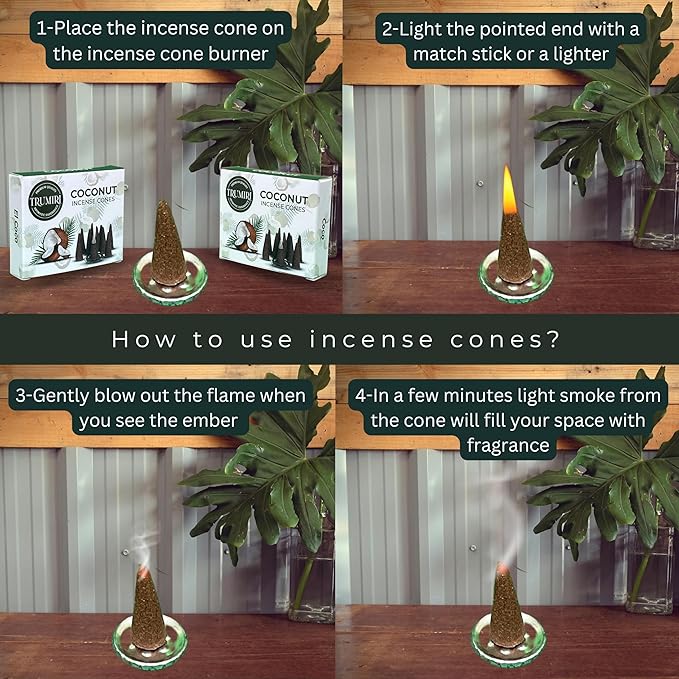 Coconut Incense - Total 20 Cones - Dual Pack of 10 - Scented TRUMIRI