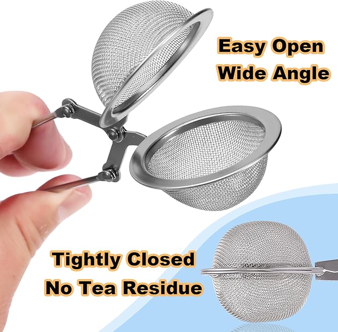 Tea Strainers for Loose Tea, 4 Pack Tea Infuser with Handle Fine Mesh Tea Ball Filter Tea Diffusers Steeper for Loose Leaf Tea, Spices, Seasonings