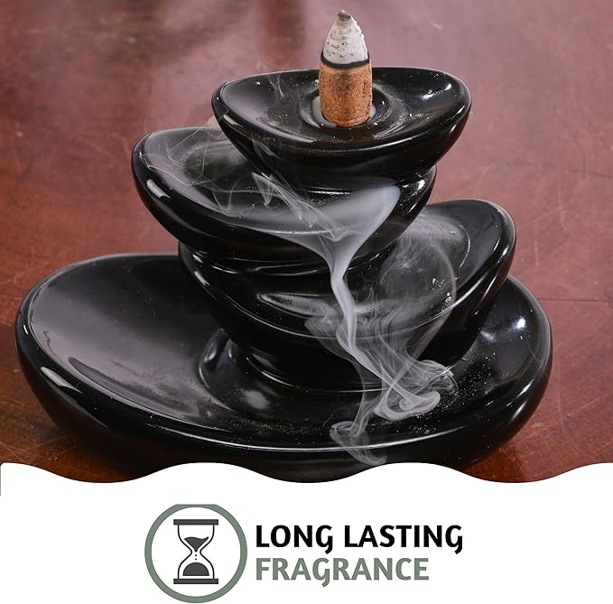 Folkulture Backflow Incense Cones (120 Cones) | Set of 12 Waterfall Insence Cones for Meditation, Aromatherapy, Gifts | No Charcoal, Organic, Non Toxic Frankincense, Palo Santo Scented Inscents-Cones FOLKULTURE