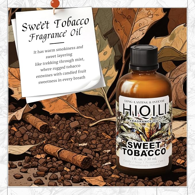 HIQILI Sweet Tobacco Fragrance Oil for Home Essential Oil Diffuser, Candle, Soap, Perfume & Body Scrubs Making, Rich Scent - 1 Fl Oz - Bloomnest