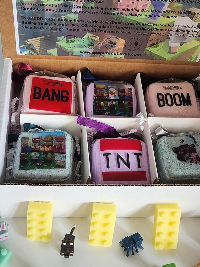Bath Bombs for Kids with New Popular Toys Inside - Bang - Boom - TNT - Made in USA, Natural Ingredients (6 Count) Pack of 1 - Bloomnest
