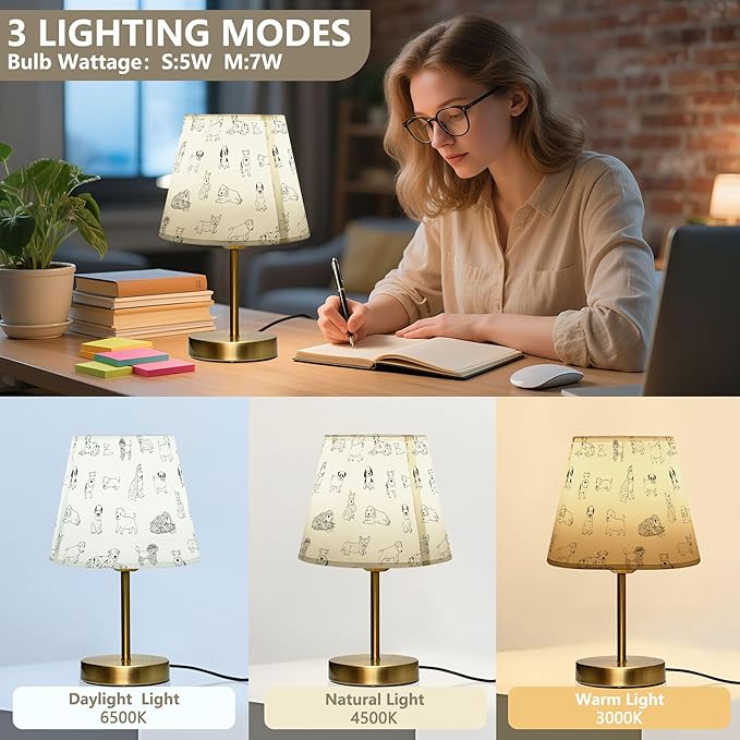 Doodle Puppy Dog Dimmable Table Lamp Night Light Bedroom Lamps for Nightstand Living Room Dorm Home Office Desk, LED Bulb Included, S - Bloomnest