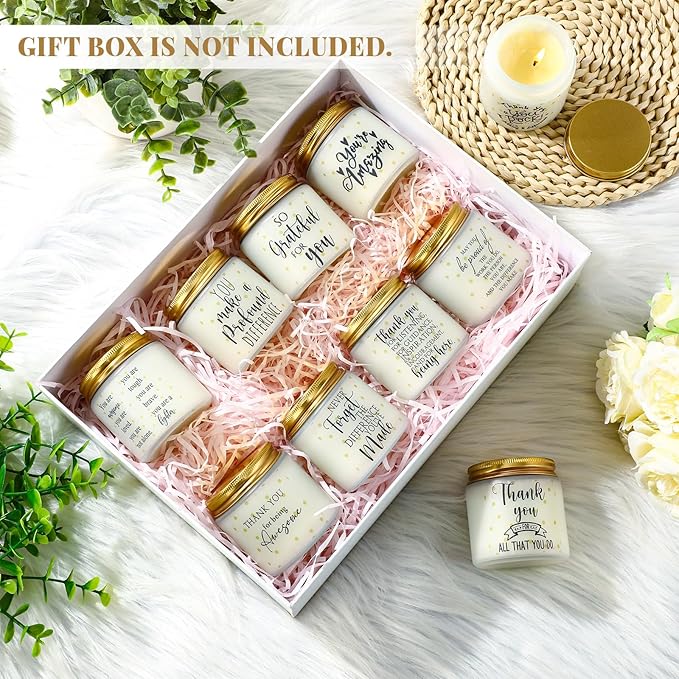 Roowest 10 Jars Thank You Gift Candles 3.5 oz Employee Appreciation Gifts Bulk Soy Wax Jar Inspirational Candle Thank You Gifts for Coworkers Employee Women Secretaries Teacher(Elegant) - Bloomnest