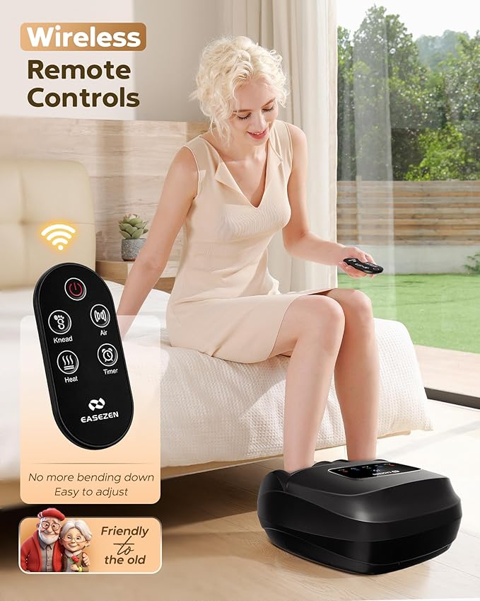 Foot Massager Machine with Heat, Shiatsu Foot Massager with Wireless Control, 2026 Upgraded Deep Kneading, for Plantar Fasciitis, Neuropathy, Birthday Gifts for Women Mom Men Dad, Up to Foot Size 14 - Bloomnest