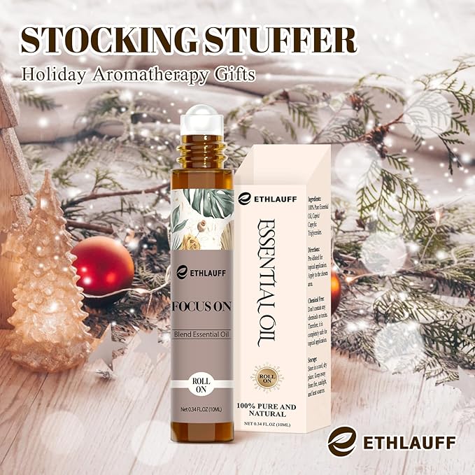 Focus on Essential Oil Roll On Blend, Relaxation Gifts for Women & Men - Head Comfort, Mood Booster, and Restful Sleep - Great Stocking Stuffer - Bloomnest