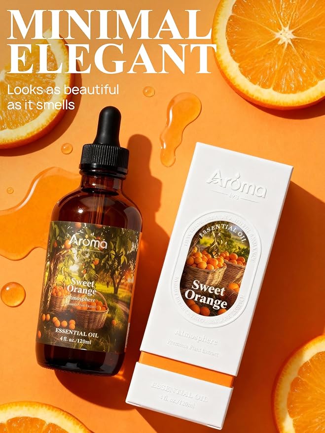 Orange Essential Oil with Premium Gift Box - Sweet Orange Essential Oils for Skin & Diffusers & Aromatherapy - 4 Fl Oz 100% Pure Natural - Gift-Ready Box - Gifts for Women Bloomnest