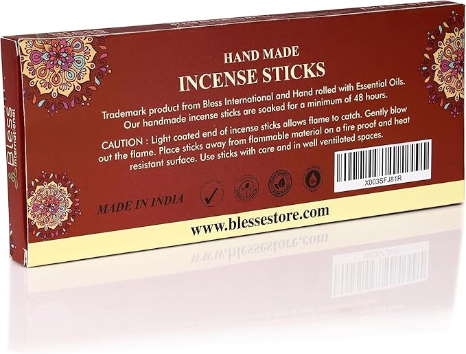 Bless-Cinnamon 100%-Natural-Handmade-Hand-Dipped-Incense-Sticks Organic-Chemicals-Charcoal-Free Purification-Relaxation-Positivity-Yoga-Meditation Best-Woods-Scent (80 Sticks (4.20 OZ)) BlessInternational