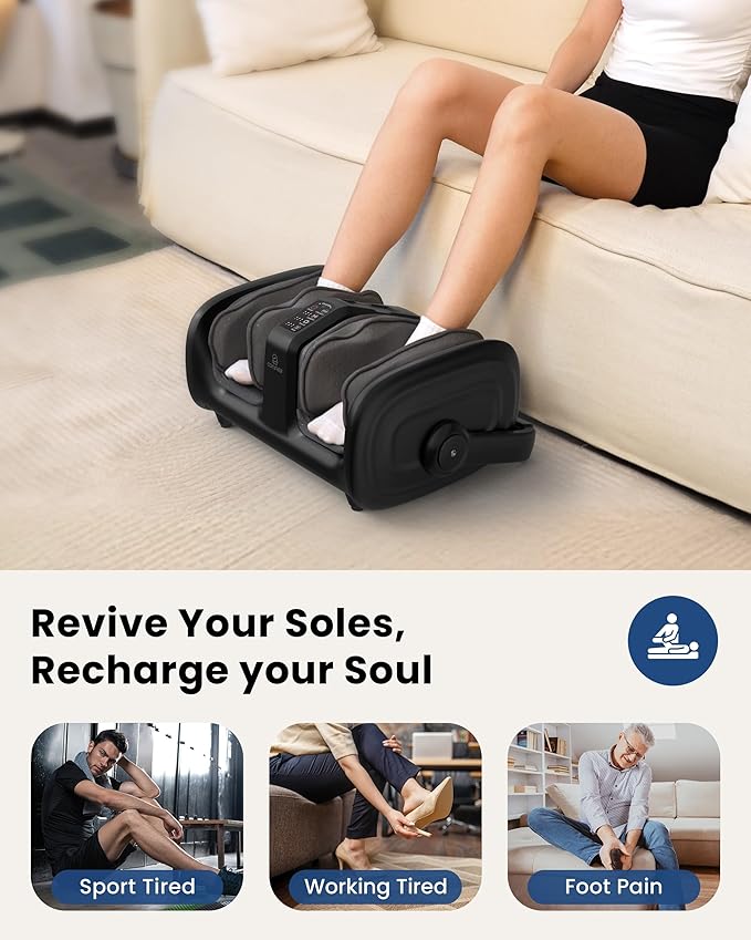 COMFIER Shiatsu Foot Massager with Heat, Calf Massager for Plantar Fasciitis, Kneading/Vibration/Compression Feet Massager, Remote Control, Up to Size 14, Gifts for Women Men - Bloomnest