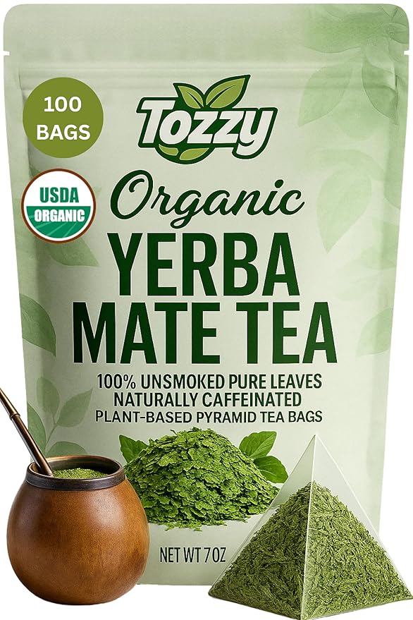 Tozzy Organic Yerba Mate Tea, Unsmoked – 100 Count, Plant-Based Pyramid Tea Bags - Bloomnest
