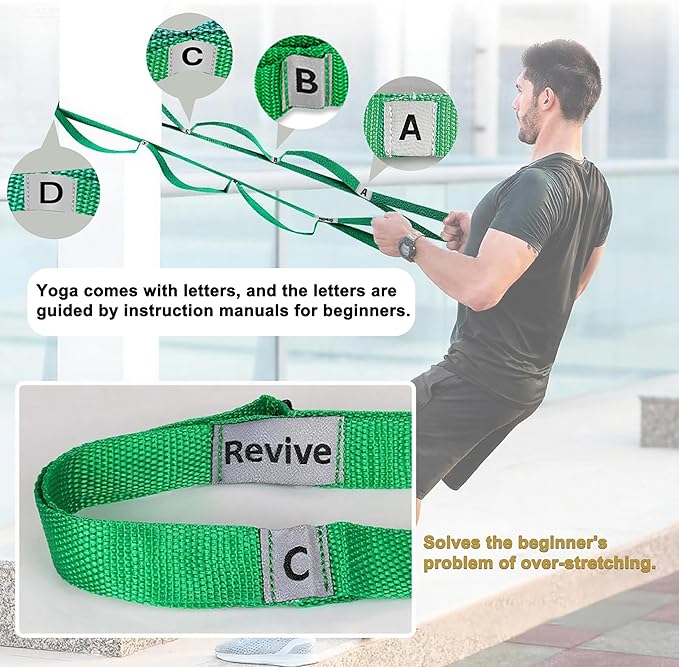 Stretching Strap Yoga Strap with 10 Loops, Non-Elastic Stretch Band for Physical Therapy, Flexibility, Exercise, Pilates, Dance & Gymnastics Workout - Bloomnest