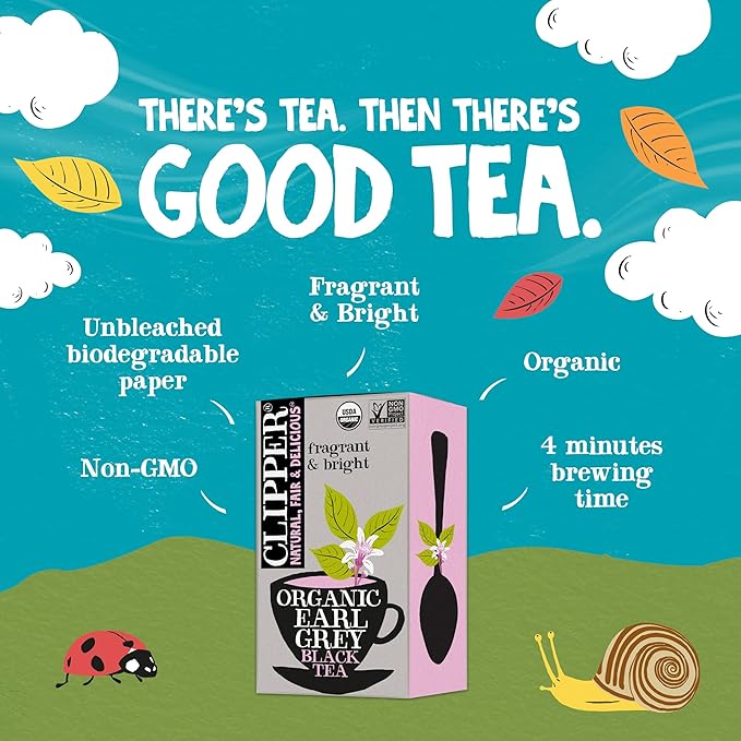 Clipper Tea, Earl Grey, Organic Tea with Citrus Begamot, Plant Based, Black Tea, Caffeinated British Tea, 6 Pack, 120 Unbleached Tea Bags - Bloomnest