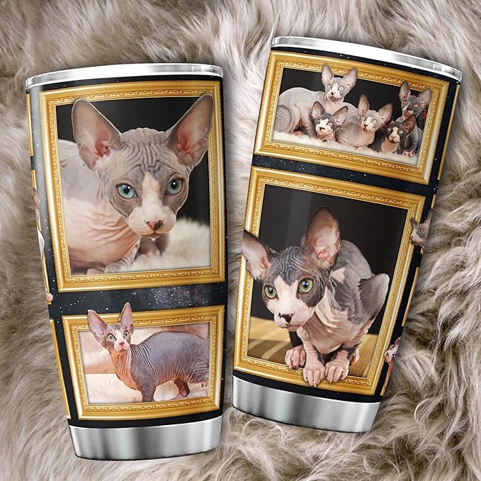 Sphynx Cat Tumblers For Cat Lovers Insulated Travel Cup With Lid 20 Oz Cute Pet Animal Lover Gifts For Teen Girl Stainless Steel Coffee Mug With Cats On It Birthday Xmas Gift - Bloomnest