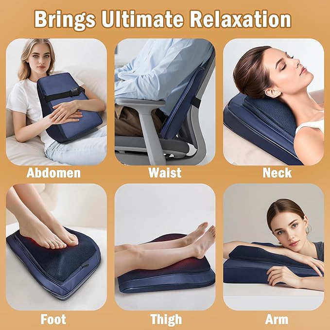 Joyset Back Massager for Back Pain Deep Tissue, Shiatsu Lower Back Neck Massager with Heat, 3D Kneading Massage Pillow for Neck Shoulder Legs, Gifts for Mom, Dad, Women - Bloomnest