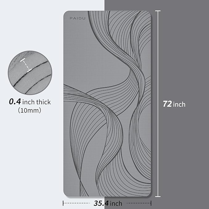 Large Yoga Mat-72’x36’x0.4’ Extra Width ＆ Thick,Comfortable,Non-Slip Exercise Mat-Works Great on All Floor for Stretching,Yoga Studio,Gym or Home Workouts
