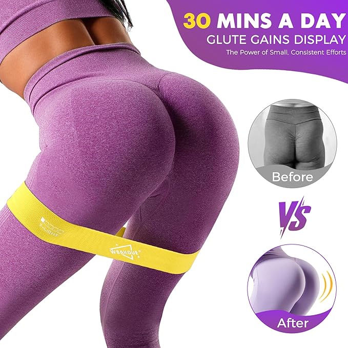 WSAKOUE Fabric Resistance Bands for Working Out – 5 Booty Bands for Women & Men, Exercise Workout Bands for Legs, HIPS & Glutes – Ideal for Home Fitness, Yoga, Pilates & Rehab