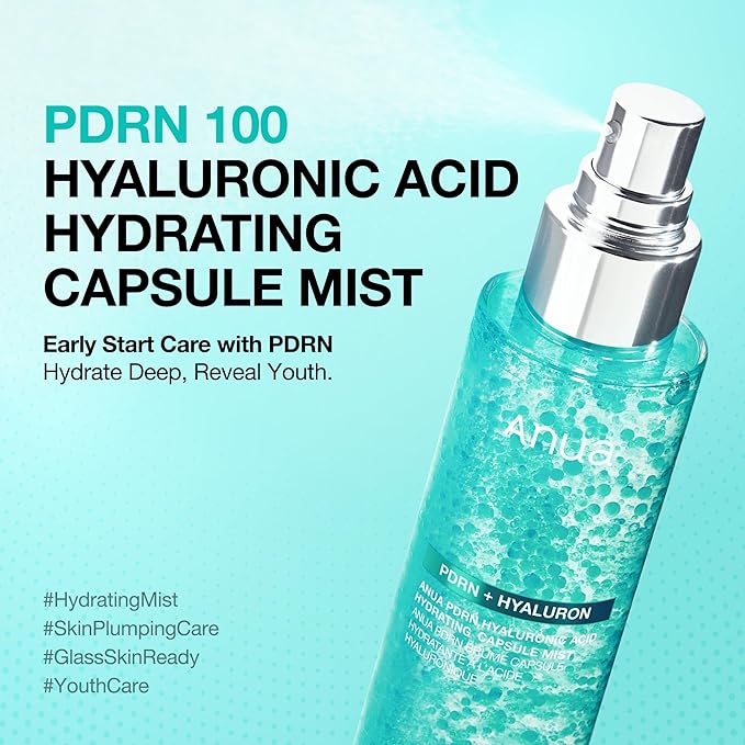 Anua PDRN Collagen Glow Facial Serum Spray, Hydrating Face Mist, Hyaluronic Acid, dewy glass finish, All Skin Types, Instant Plumping Hydration, Firming Care, Korean Skincare, 3.38 fl oz - Bloomnest