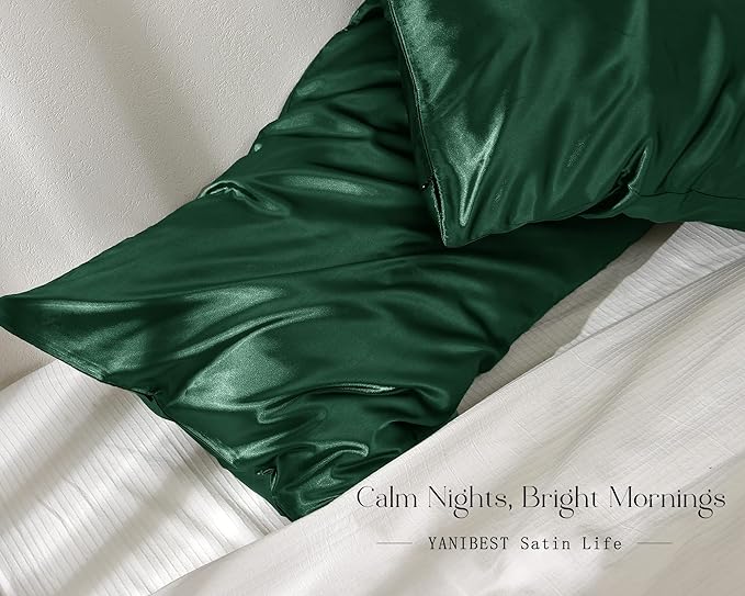 Yanibest Satin Pillowcase, Silk Pillow Cases for Hair and Skin with Zipper, Queen Pillow Cases Set of 2 for 20"x30", Exquisite Packaging for Women Men - Bloomnest