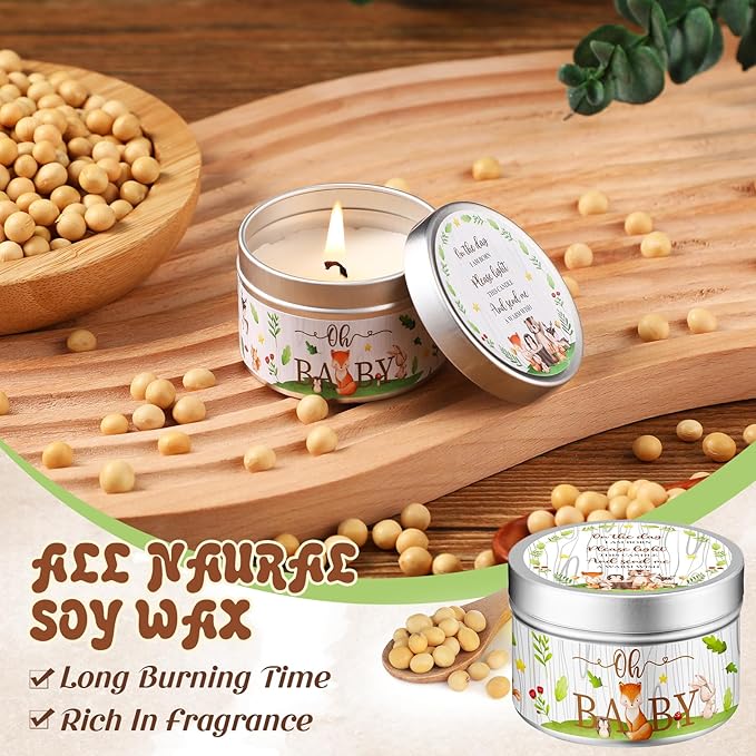 50 Pcs Baby Shower Party Favors Candles Lavender Scented Gender Reveal Gifts Bulk Candles for Favors Baby Shower Rustic Return Gifts(Forest Animals) - Bloomnest