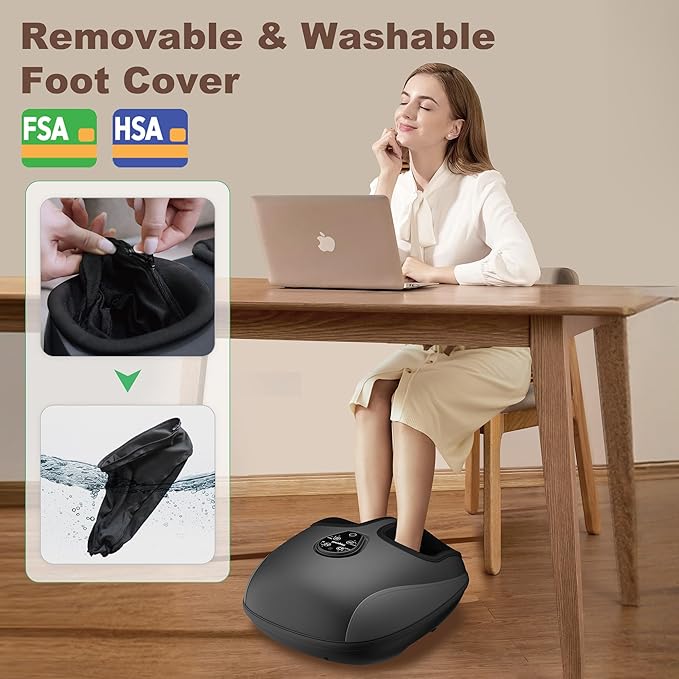 Foot Massager with Heat,Compression,Vibration, FSA Eligible/HSA Eligible Shiatsu Feet Massager for Plantar Fasciitis,Neuropathy, Heated Foot Massage Warmer, Size 13, Gifts, Remote Control - Bloomnest