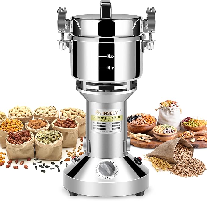 550g Grain Mill ，Grain mill grinder High speed Stainless Steel Flour Wheat Seeds Corn Spices Nut Pill Herbs & Seasonings Dry Grinder Electric Machine grinder for kitchen - Bloomnest