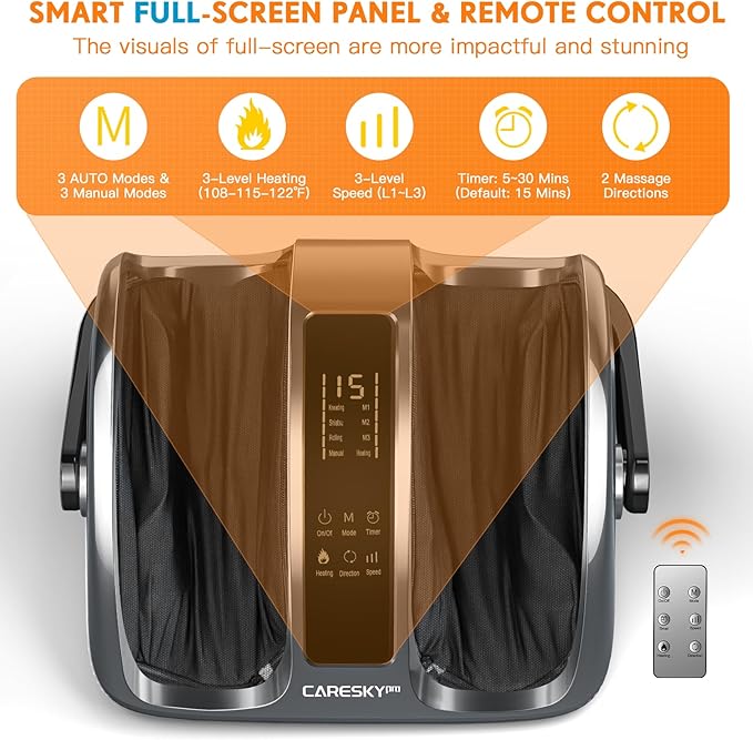 Shiatsu Foot Massager with Heat, FSA Store Eligible Items, 3-Heating for Circulation and Pain Relief, Deep Kneading Rolling for Calf-Feet-Arm Relaxation, Plantar Fasciitis, Neuropathy - Bloomnest