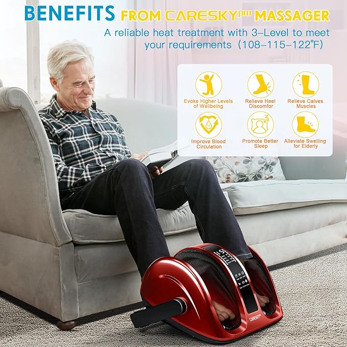 Foot Massager with Heat, FSA Eligible HSA 3-Heating Shiatsu Foot Massager for Circulation and Pain Relief, Deep Kneading Rolling for Calf-Feet-Arm Relaxation, Plantar Fasciitis, Neuropathy - Bloomnest