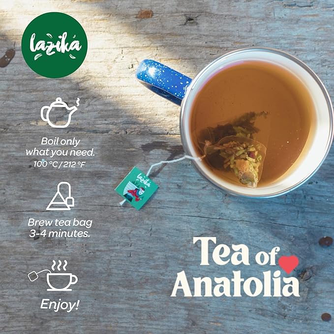 Lazika Tea Variety Pack with Lovely Presentation Box, Black, Green and Herbal Tea Sampler Gift Set, 20 Counts, Premium Collection with Pyramid Infuser Bag, Handcrafted - Bloomnest