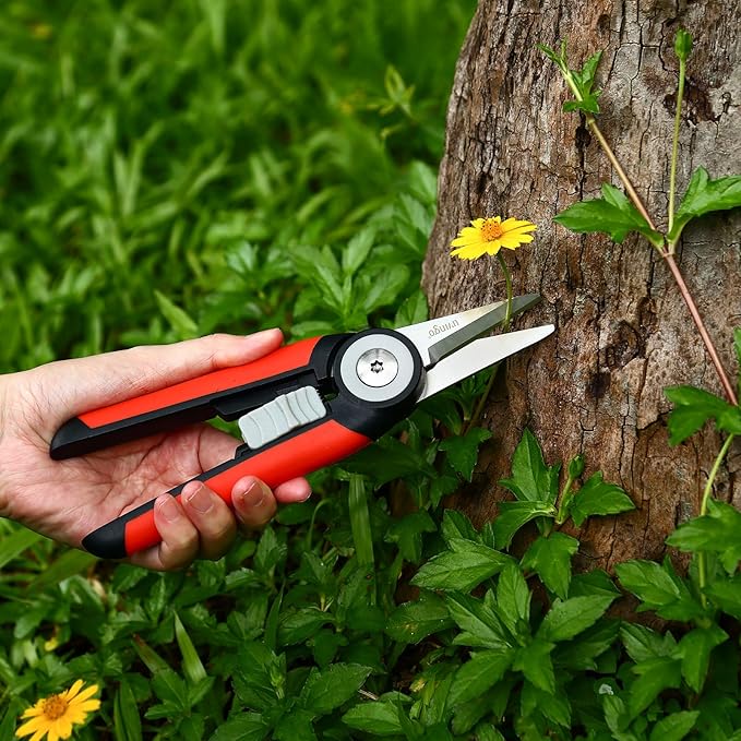 LIVINGO Precision Garden Pruning Shears - Straight Blade Floral Scissors with Non-Slip Handle for Trimming, 8.5" Gardening Clippers for Flowers, Herbs, Bonsai & Indoor Plants - Bloomnest