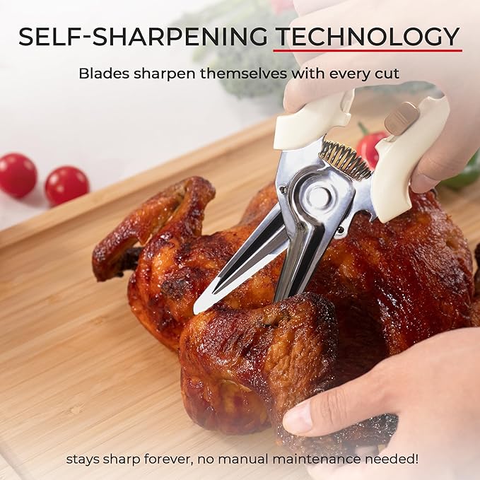 OOU White Bear Kitchen Scissors, All Purpose Heavy Duty Sharp Kitchen Shears Dishwasher Safe, Cooking Shears for Meat Chicken Fish Poultry Herb Bread - Bloomnest