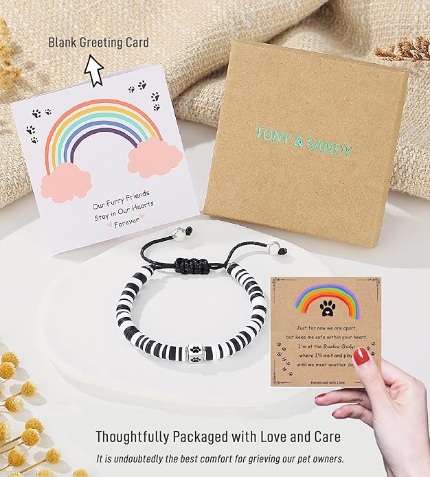 TONY & SANDY Dog Memorial Gifts, Pet Sympathy Rainbow Bridge Pet Memorial Bracelet for Men Women Girls Who Loss of Beloved Dog Cat - Bloomnest