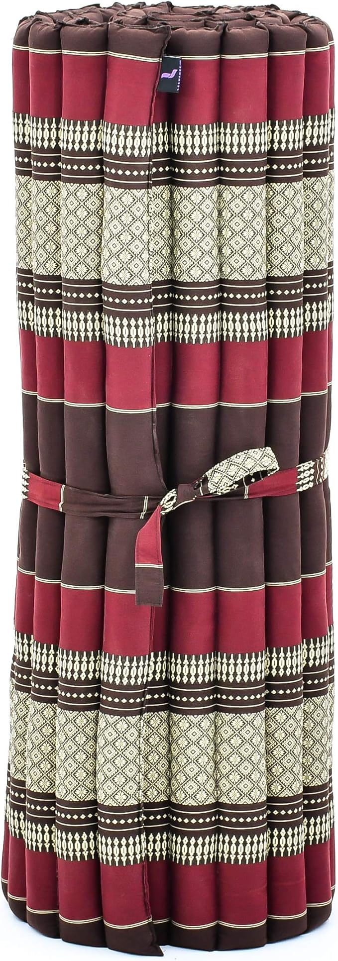 Leewadee - Kapok Roll Mat – Handcrafted Folding Sleep & Relaxation Mattress from Thailand, Ideal as Guest Bed, Camping Mat, Yoga Mat or Traditional Futon, 75 x 39 inches, Brown Red - Bloomnest