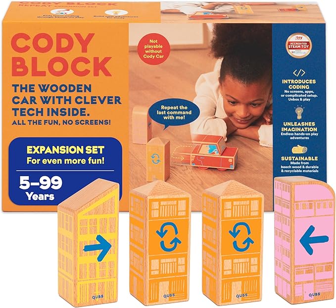 Cody Block Repeat Expansion Set, Educational Wooden Building Blocks and Car STEM Toys for Preschool Kids Ages 3+ - Bloomnest