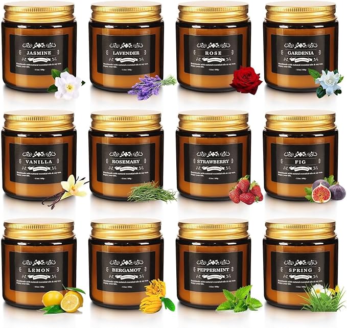 12 Pcs Scented Candles with Added Natural Essential Oils, 3.05oz, Suitable for Various Festivals, Parties, Yoga, and Home Scene - Bloomnest