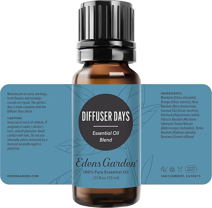 Edens Garden Diffuser Days Essential Oil Blend- 100% Pure Premium Grade, Undiluted, Natural, Therapeutic, Aromatherapy, The Best for Diffusing, Candle, Laundry, Humidifiers 10 ml (.33 fl oz) EdensGarden