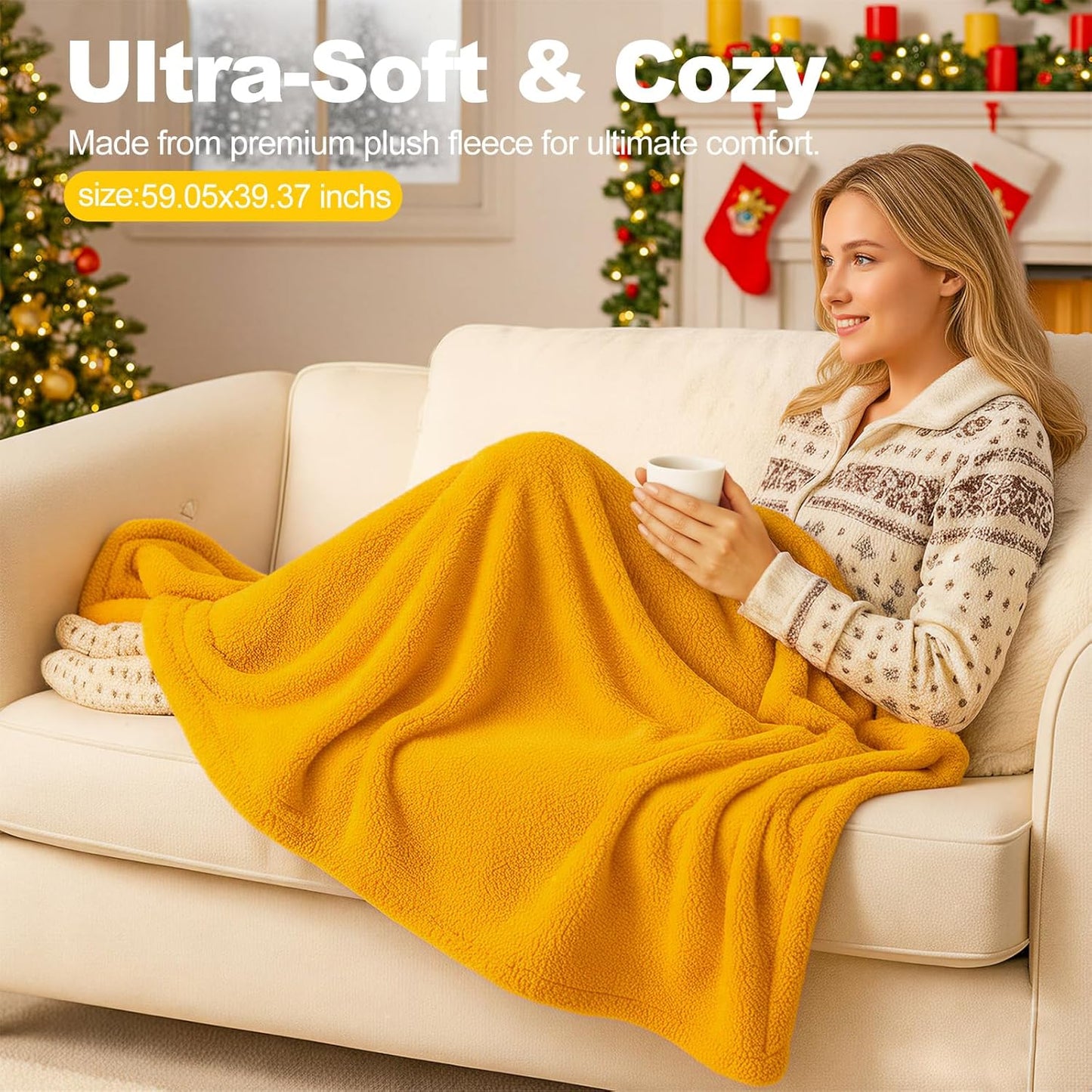 Christmas Sunflower Gift Set for Women - Birthday, Mother’s Day, Valentine's Day Gifts for Mom, Wife, Friends | Thoughtful Care Package - Cozy Blanket, Spa & Relaxation - Get Well Soon Baskets Gifts