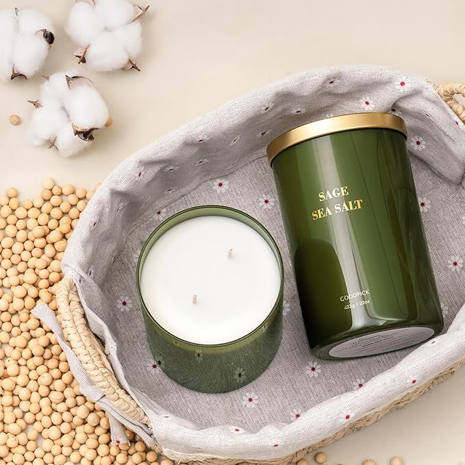 Goodpick Scented Candles, Sea Salt Sage for Cleansing House, Father's Day, Soy Candle for Women, 22oz Large Long-Lasting - Bloomnest