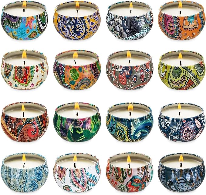 Set 16 Pack Scented Candles Gifts Soy Wax Travel Tin Jar Candles for Home 2.5 OZ Scented Candles for Mom for Christmas, Birthday, Thanksgiving, Mother's Day… - Bloomnest