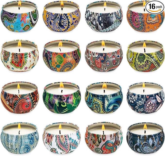 16 Pack Scented Candles Gift Set for Woman, Jar Candle, 2.5 oz Soy Wax Tin Candle-Ideal Gift for Travel Home Décor - Bloomnest