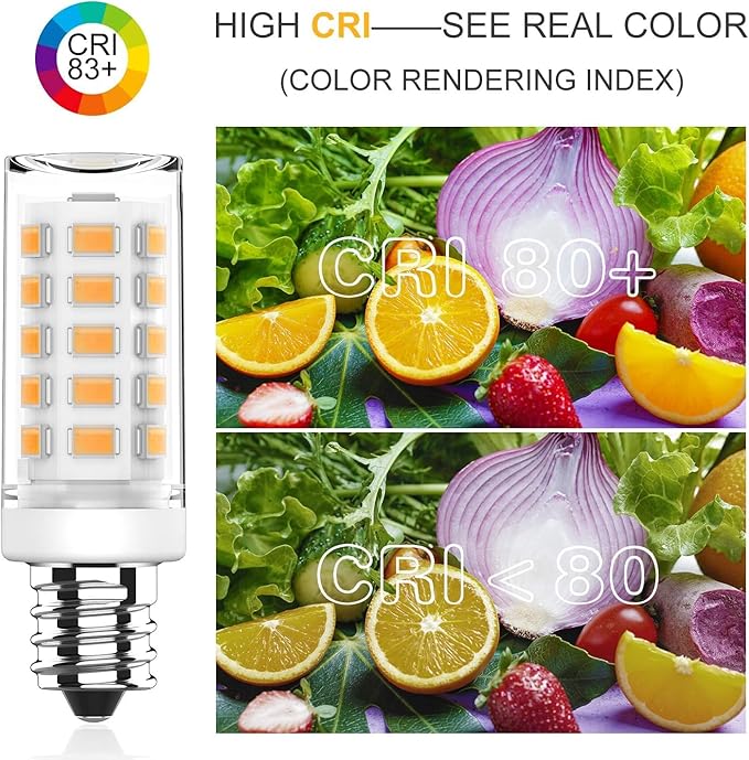 KLG E12 LED Bulb, Mini Candelabra Base, 4W (40W Equivalent), 3000K Warm White Non-Dimmable, T3/T4 Small Bulb for Ceiling Fan, Chandelier, 6 Pack - Bloomnest