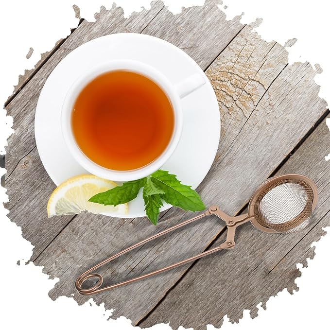 Yinder 20 Pcs Loose Leaf Tea Infuser Stainless Steel Mesh Snap Tea Ball Strainers with Handle Metal (Rose Gold)